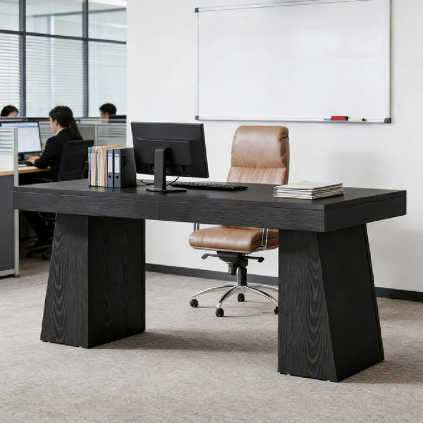 Executive Black Oak Desk — Minimalist Design